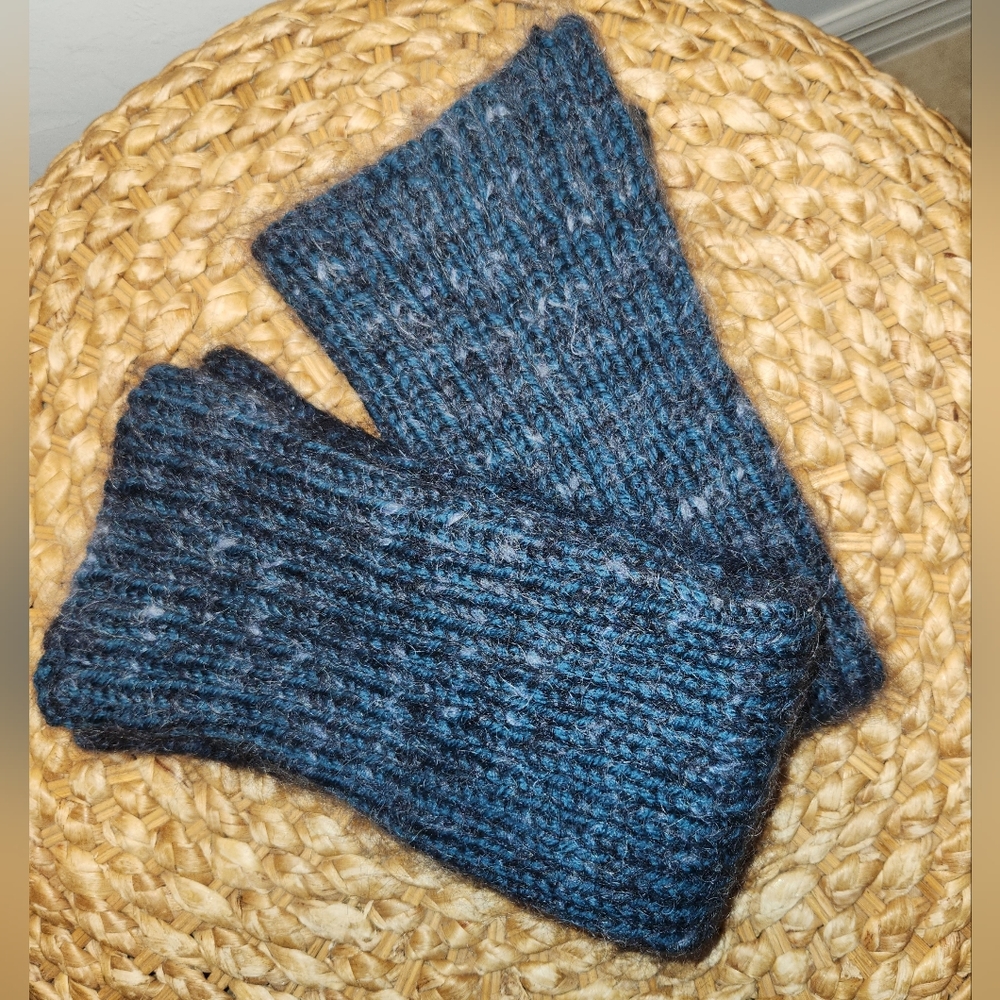 Thick knit leg warmers teal/blue wool/mohair